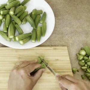 Bhindi cutting