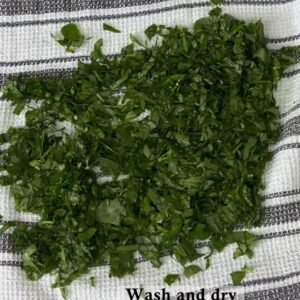 Washed and dried chopped Methi Coriander leaves