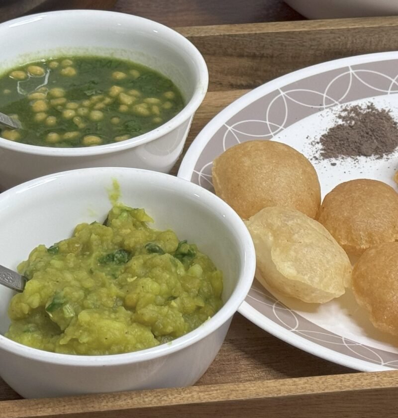 Ragda pani puri serving tray